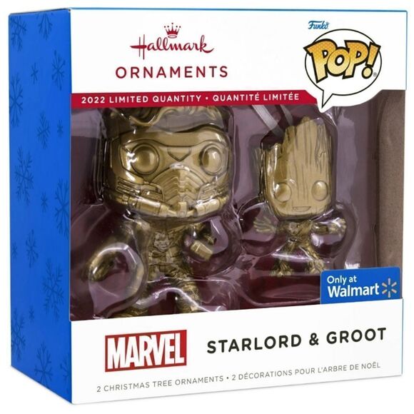 Hallmark Marvel Funko Pop Starlord and Groot Ornament Set - Picture 1 of 3